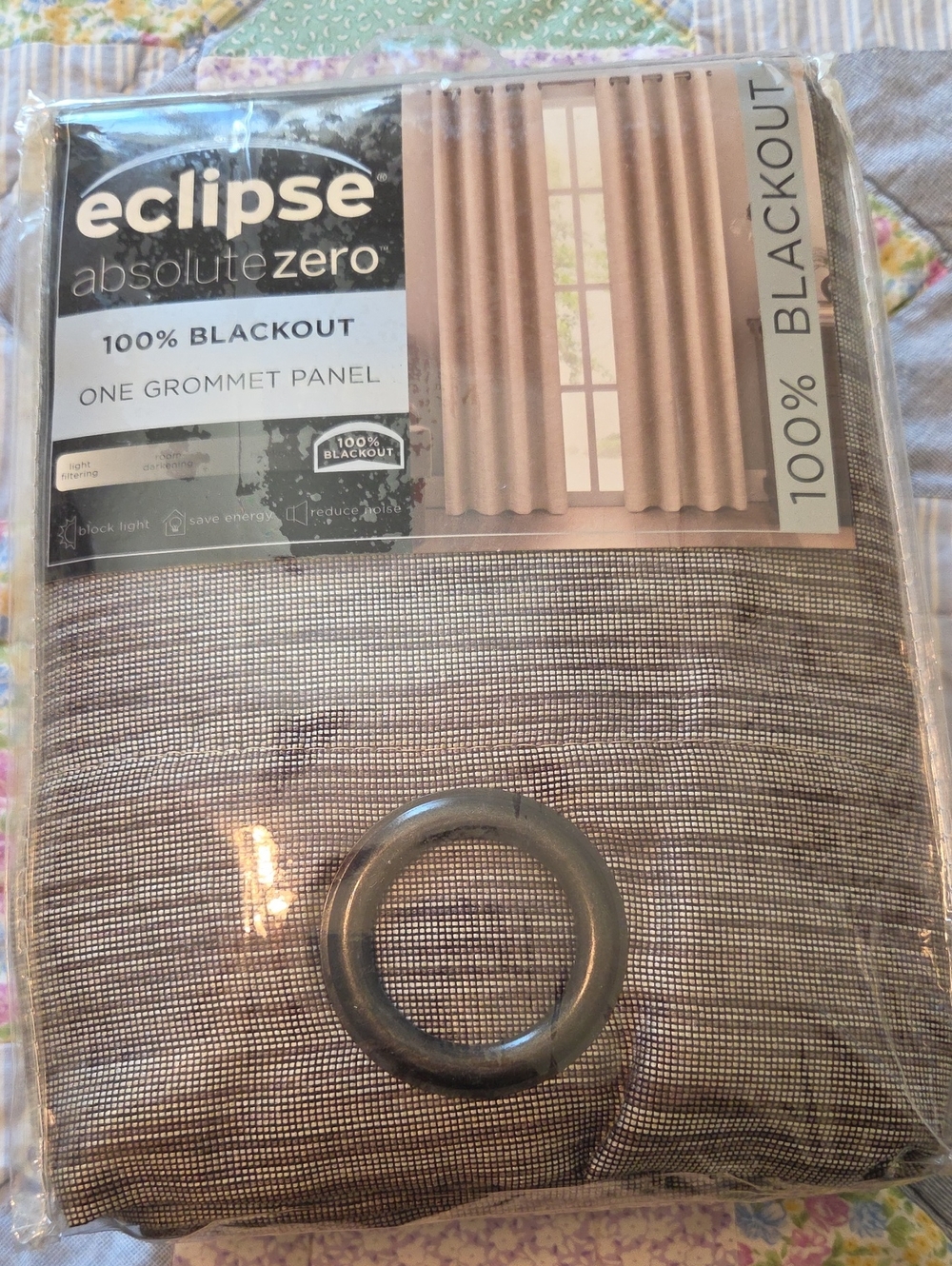 Eclipse 100% Blackout Grommet Curtain Panel - Taupe/Brown